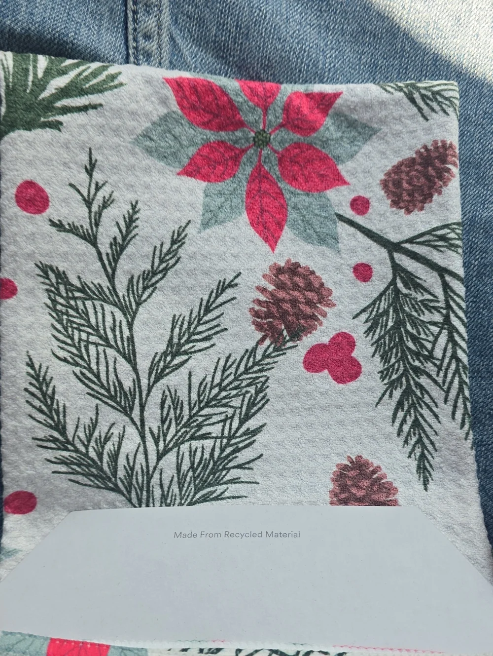 Geometry Tea Towel- Botanical Christmas Print - Nwt - 18in x 30in